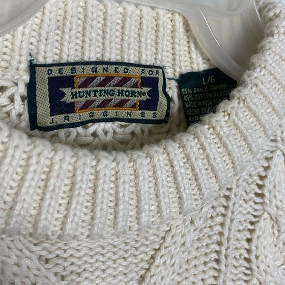 HUNTING HORN Ramie/Cotton Knitted Pullover Sweater Size L - Picture 2 of 9
